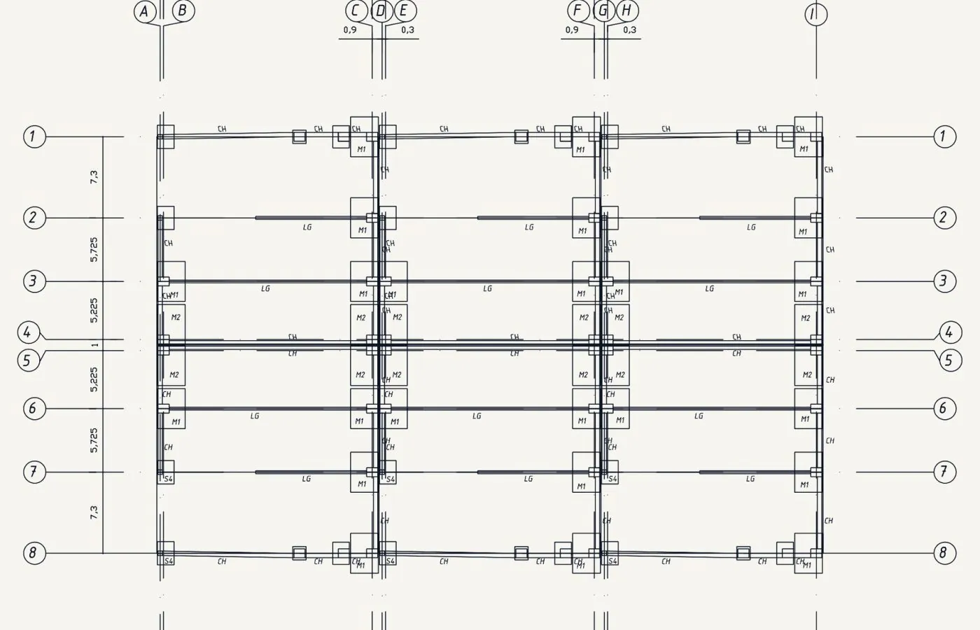 Plan des fondations des hangars